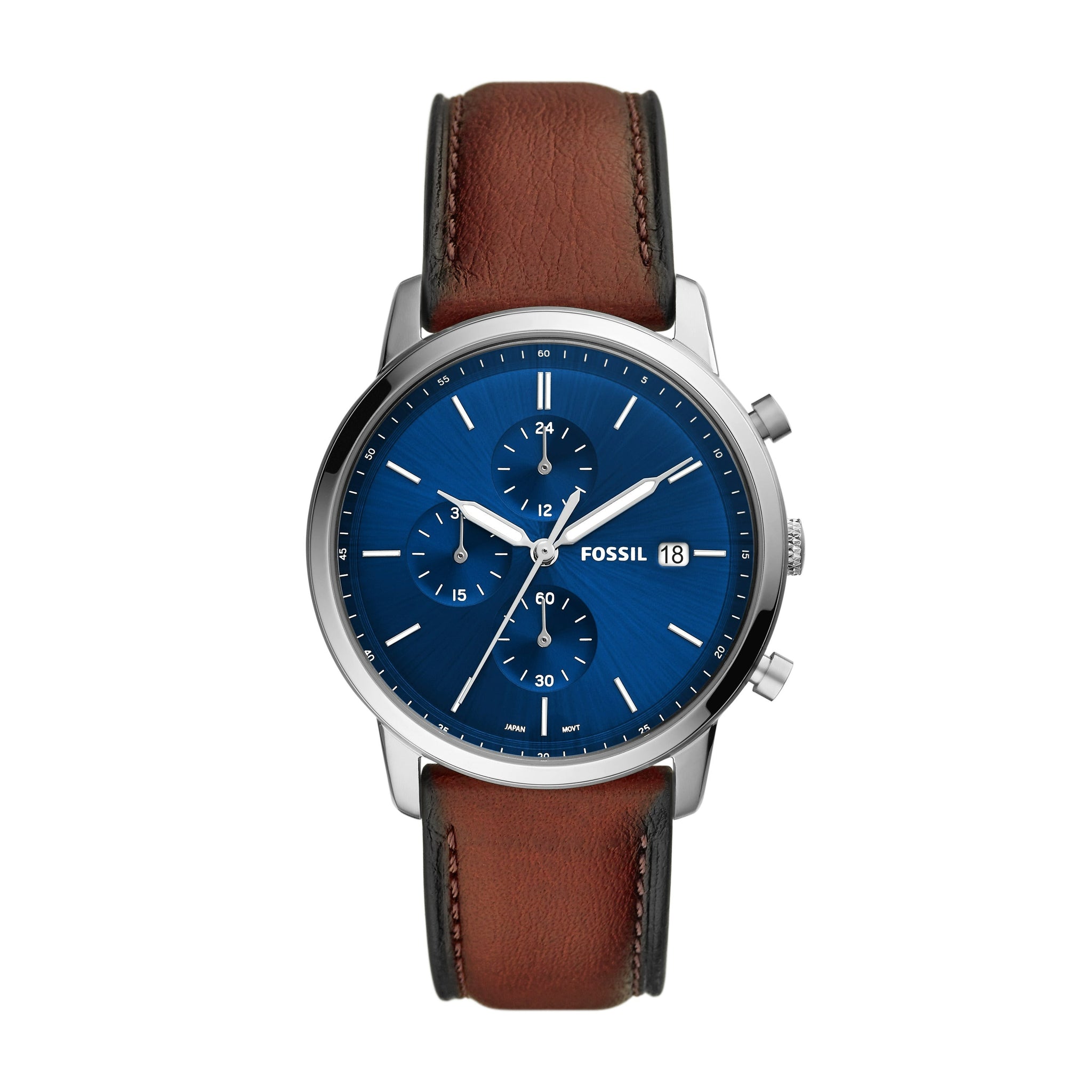 FOSSIL 腕時計 Fossil Minimalist Chronograph Luggage Eco Leather Watch – Fossil