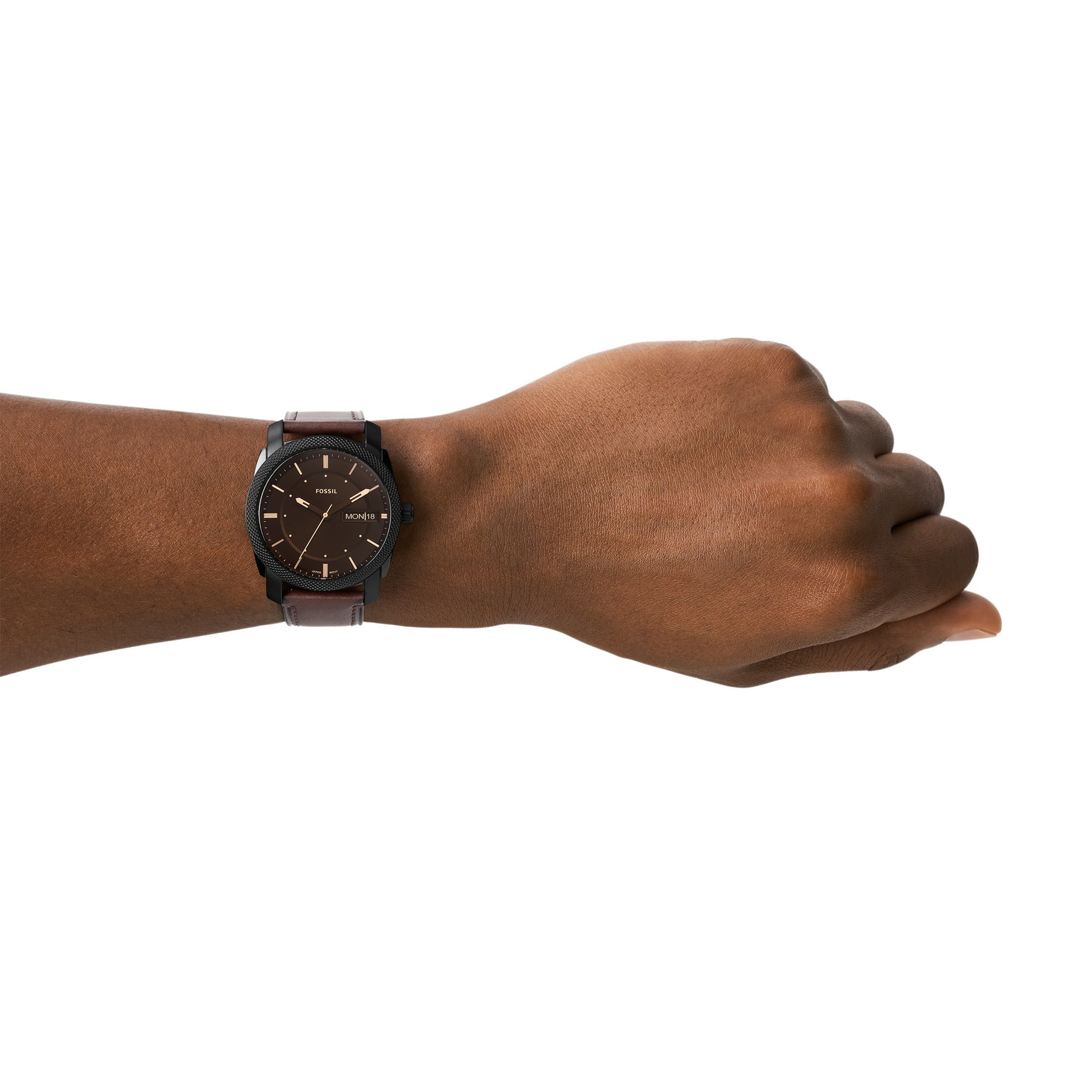 Fossil Machine Three-Hand Date Brown Leather Watch – Fossil Malaysia