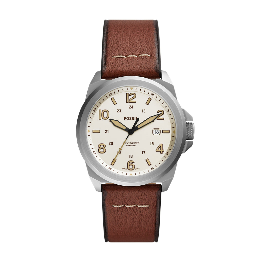 Bronson Three-Hand Date Medium Brown Leather Watch