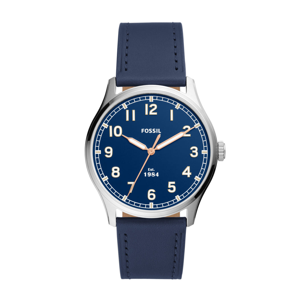 Dayliner Three-Hand Navy Leather Watch