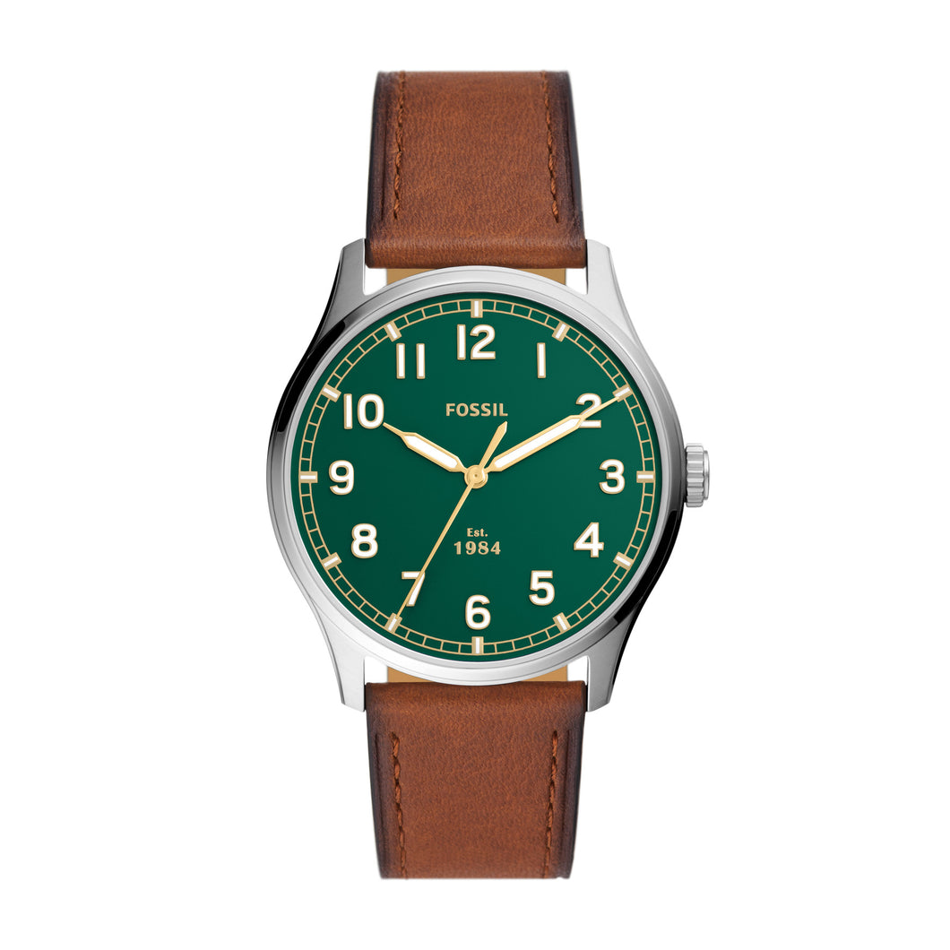 Dayliner Three-Hand Teak Leather Watch
