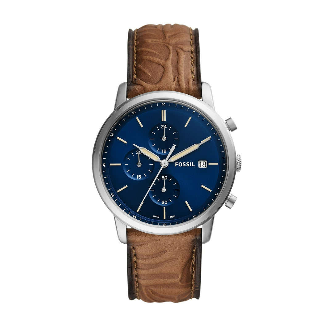 Minimalist Chronograph Tan Eco Leather Watch