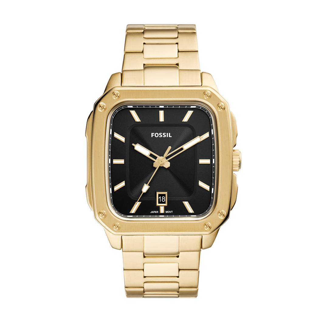 Inscription Three-Hand Date Gold-Tone Stainless Steel Watch