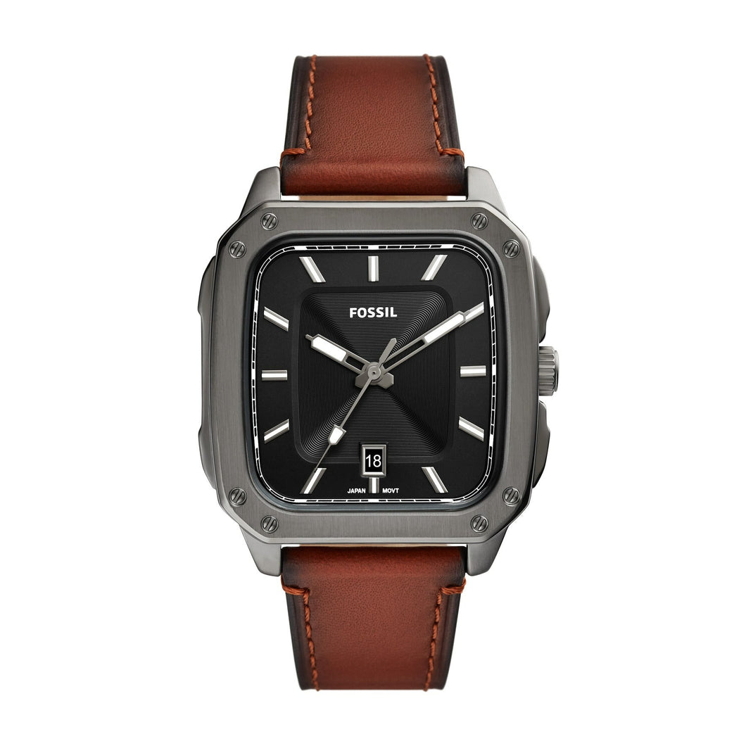 Inscription Three-Hand Date Amber Eco Leather Watch