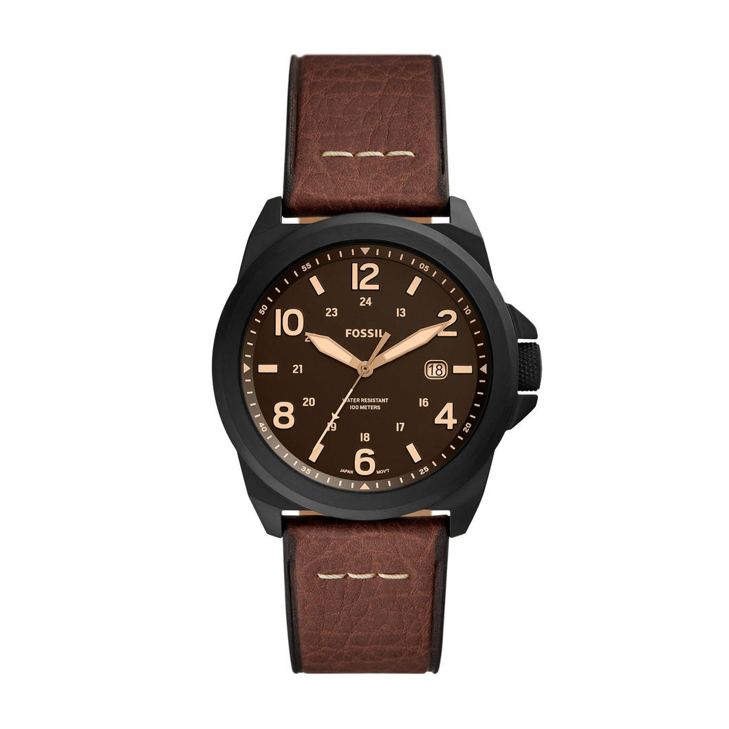 Bronson Three-Hand Date Dark Brown Eco Leather Watch