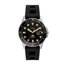 Load image into Gallery viewer, Fossil Blue Three-Hand Date Black Silicone Watch
