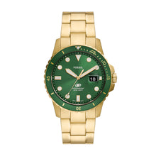 Load image into Gallery viewer, Fossil Blue Three-Hand Date Gold-Tone Stainless Steel Watch
