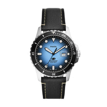 Load image into Gallery viewer, Fossil Blue Three-Hand Date Black Eco Leather Watch
