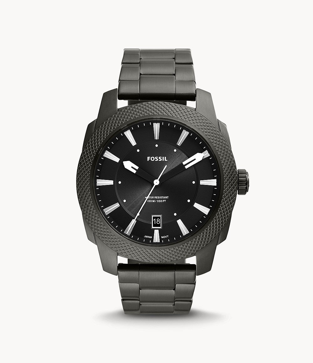 Machine Three-Hand Date Smoke Stainless Steel Watch