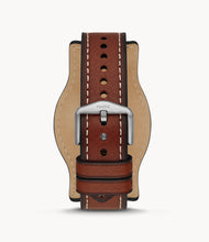 Load image into Gallery viewer, Defender Solar-Powered Medium Brown LiteHide™ Leather Watch
