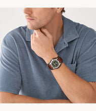 Load image into Gallery viewer, Defender Solar-Powered Medium Brown LiteHide™ Leather Watch
