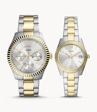 Load image into Gallery viewer, His and Hers Multifunction Two-Tone Stainless Steel Watch Set
