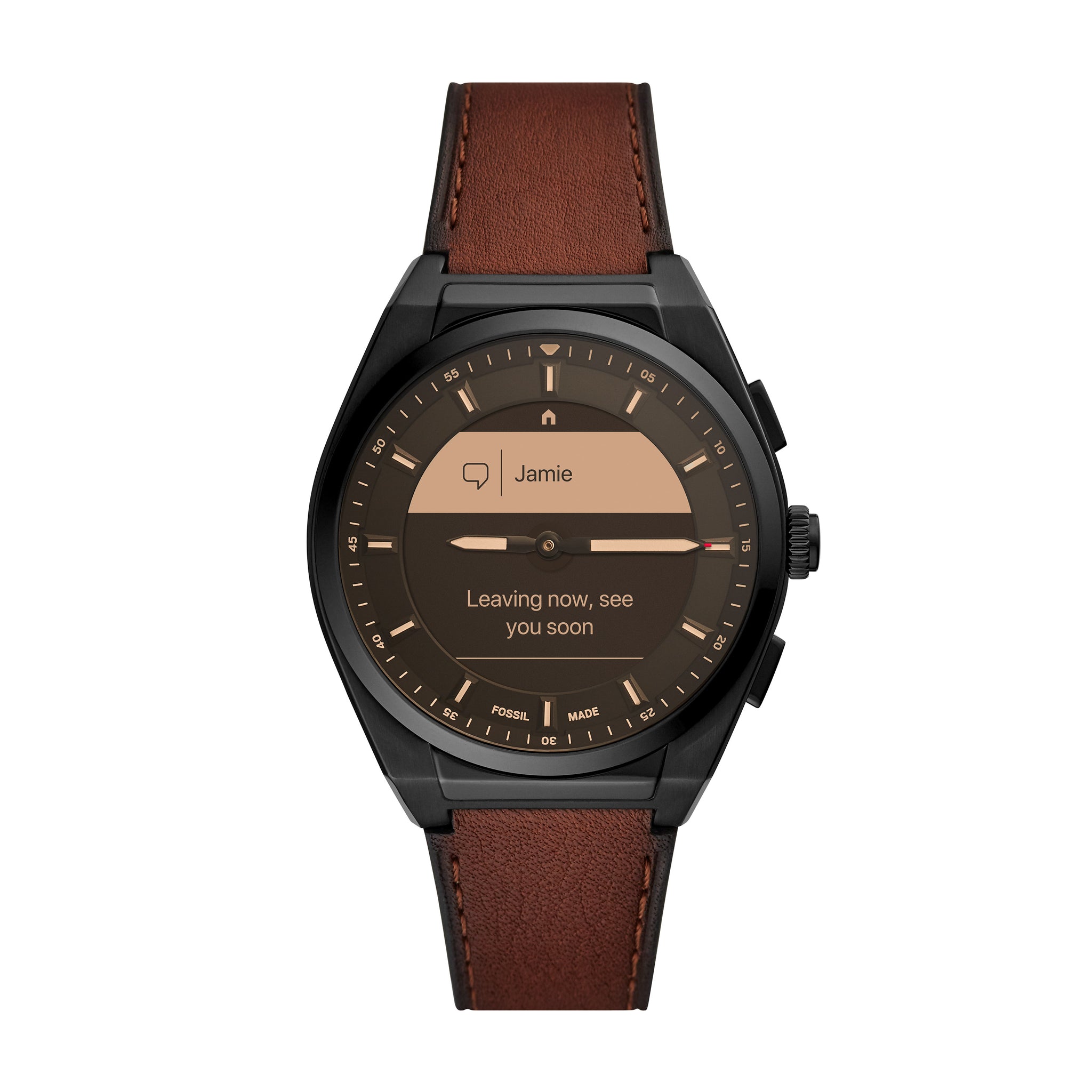 Fossil Hybrid Smartwatch HR Everett Brown Leather Fossil Malaysia