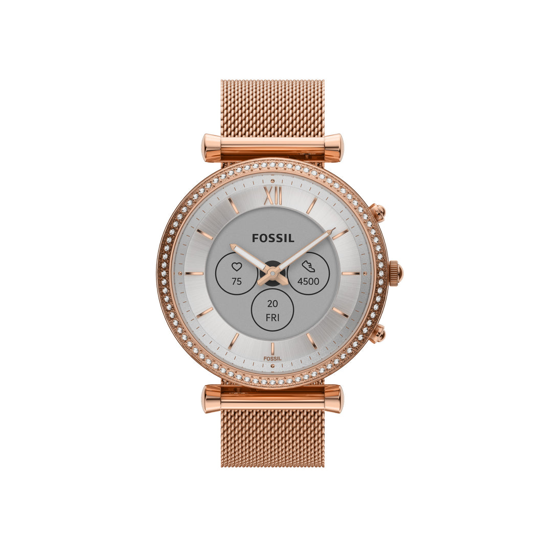 Carlie Gen 6 Hybrid Smartwatch Rose Gold-Tone Stainless Steel Mesh