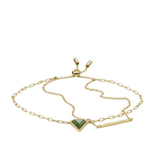 Load image into Gallery viewer, Val Joyful Expression Green Aventurine 14K Gold Plated Brass Chain Bracelet
