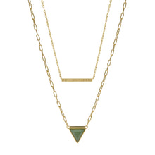 Load image into Gallery viewer, Val Joyful Expression Green Aventurine 14K Gold Plated Brass Multi-Strand Necklace
