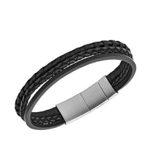 Load image into Gallery viewer, Black Multi-Strand Braided Leather Bracelet
