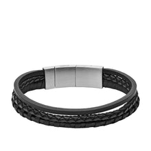 Load image into Gallery viewer, Black Multi-Strand Braided Leather Bracelet

