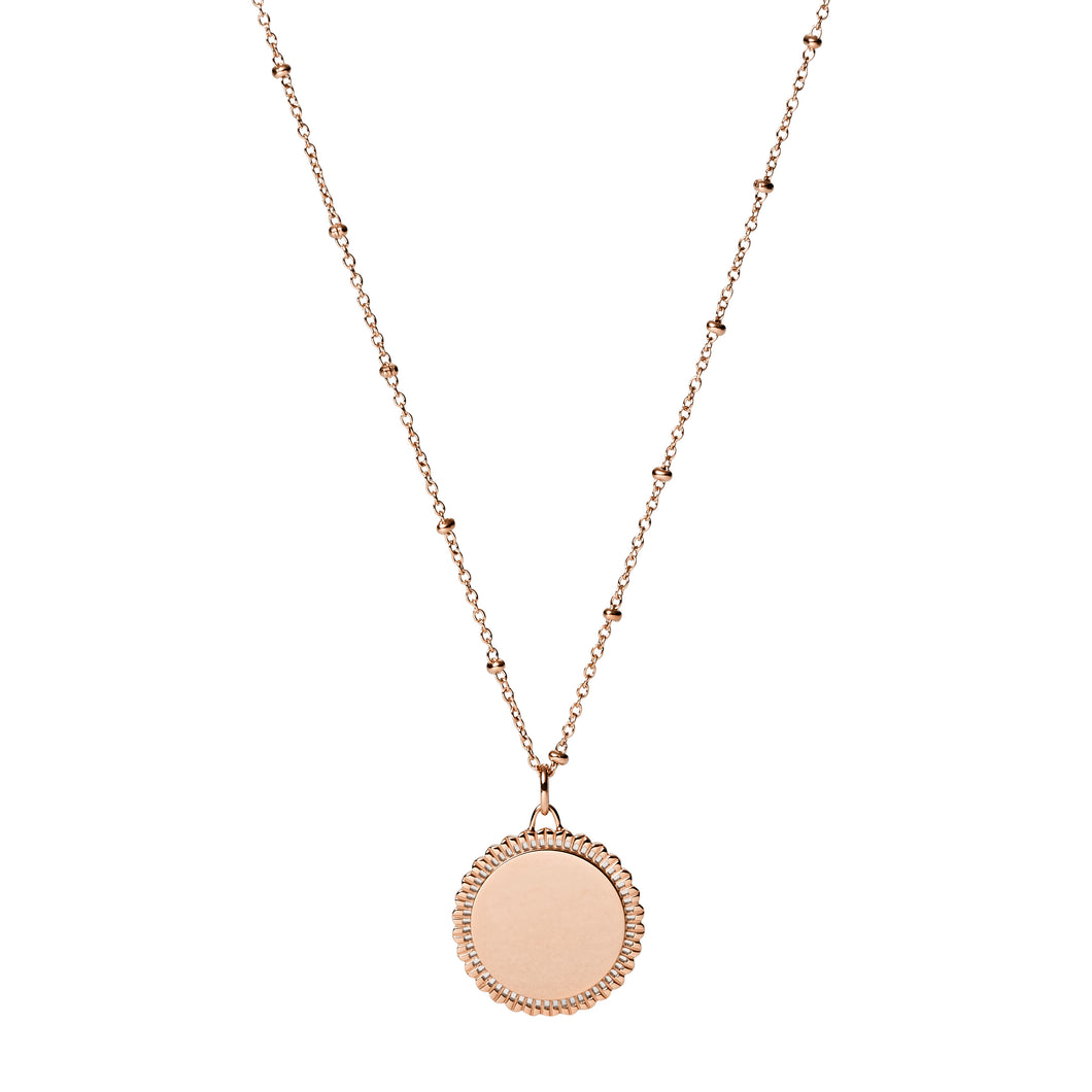 Scalloped Disc Rose Gold-Tone Stainless Steel Necklace
