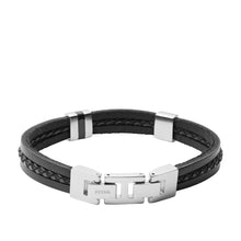 Load image into Gallery viewer, Leather Essentials Black Leather Multi-Strand Bracelet
