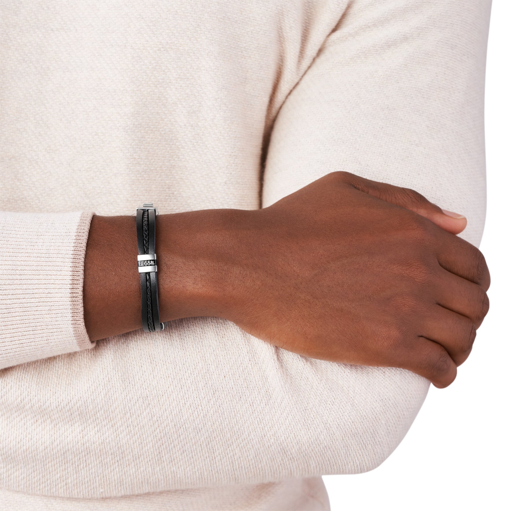 Buy ​Leather Essentials Black Leather Multi-Strand Bracelet Online