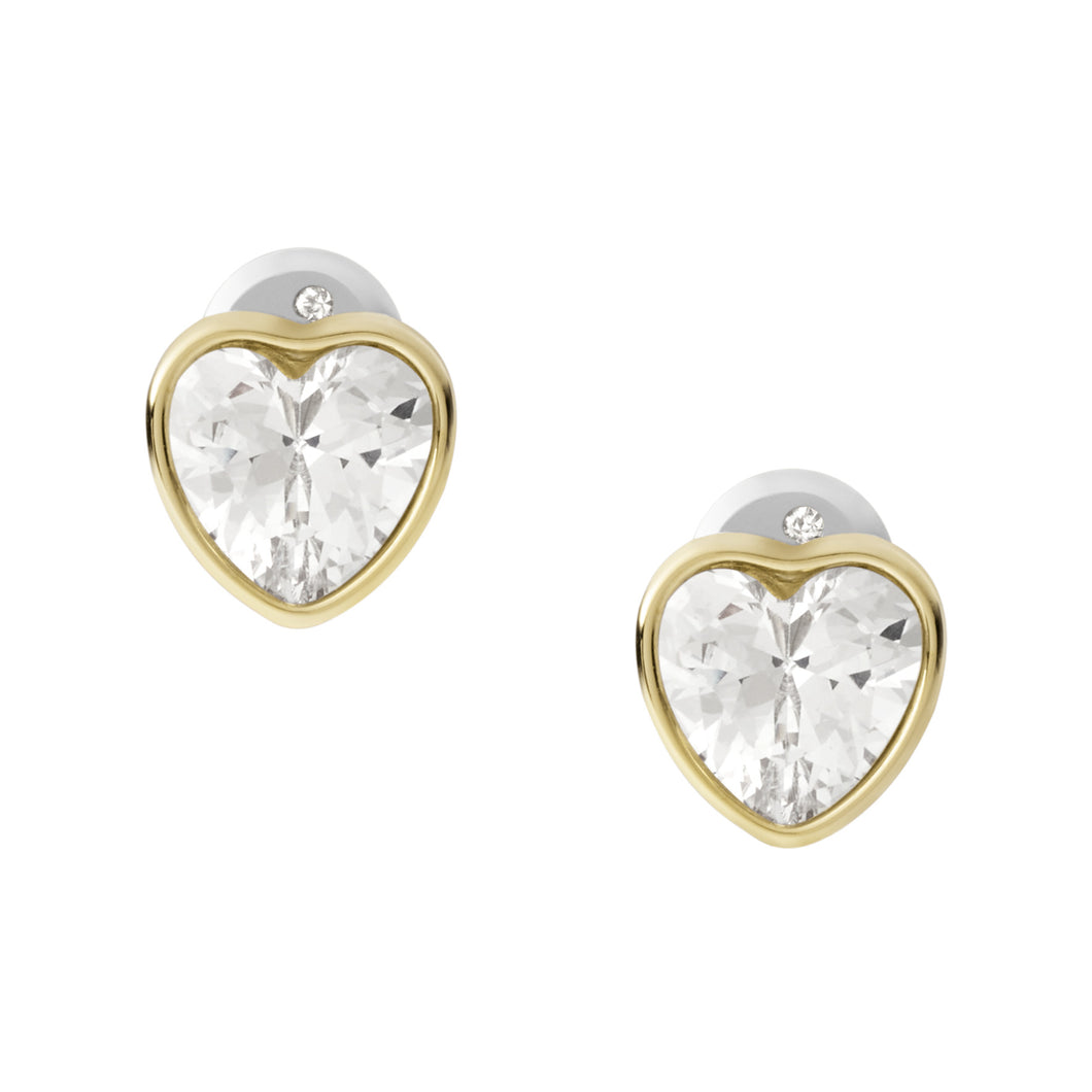 Sutton Valentine Heart Gold-Tone Stainless Steel Stud Earrings