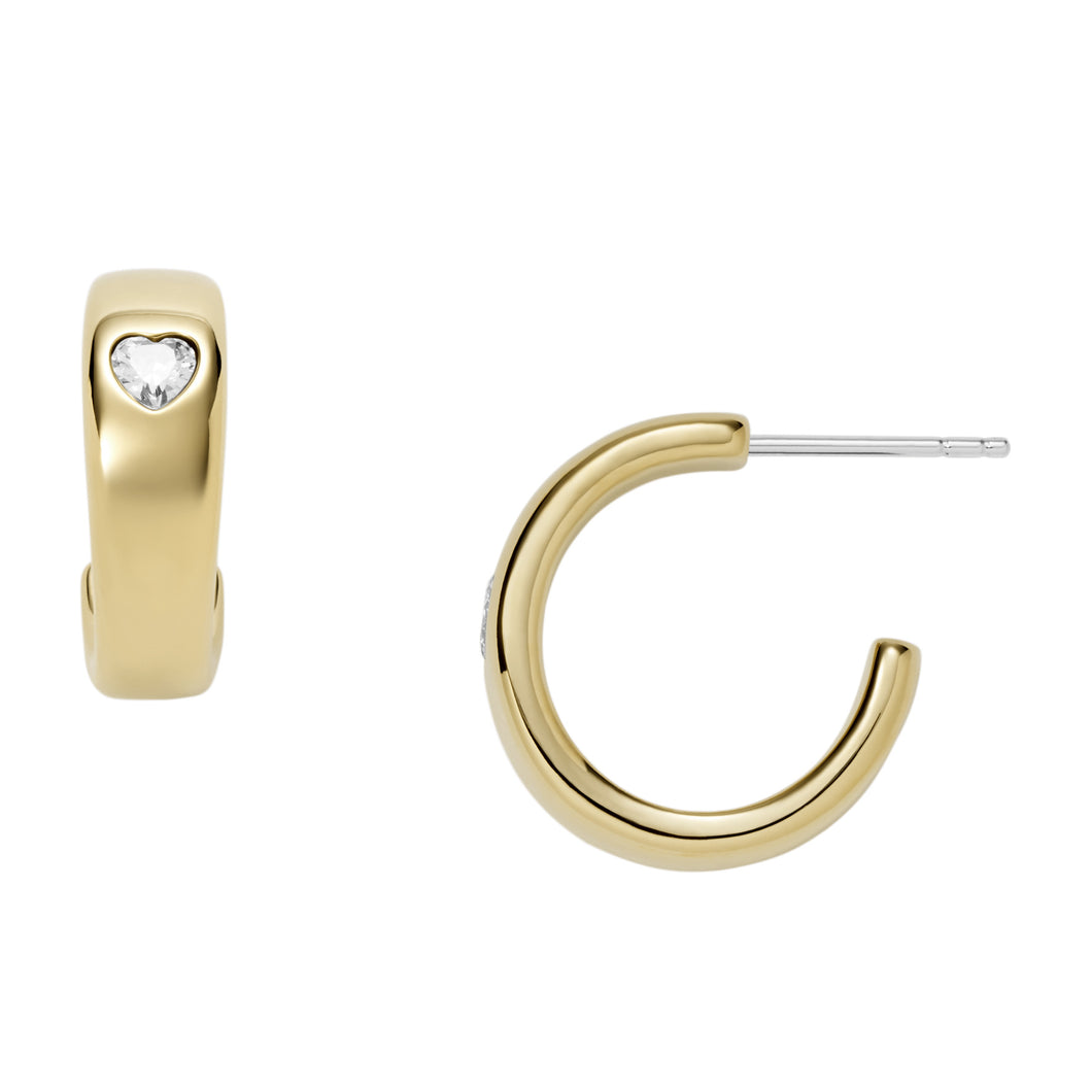 Sutton Valentine Heart Gold-Tone Stainless Steel Hoop Earrings