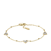 Load image into Gallery viewer, Sutton Classic Valentine Gold-Tone Stainless Steel Heart Station Bracelet
