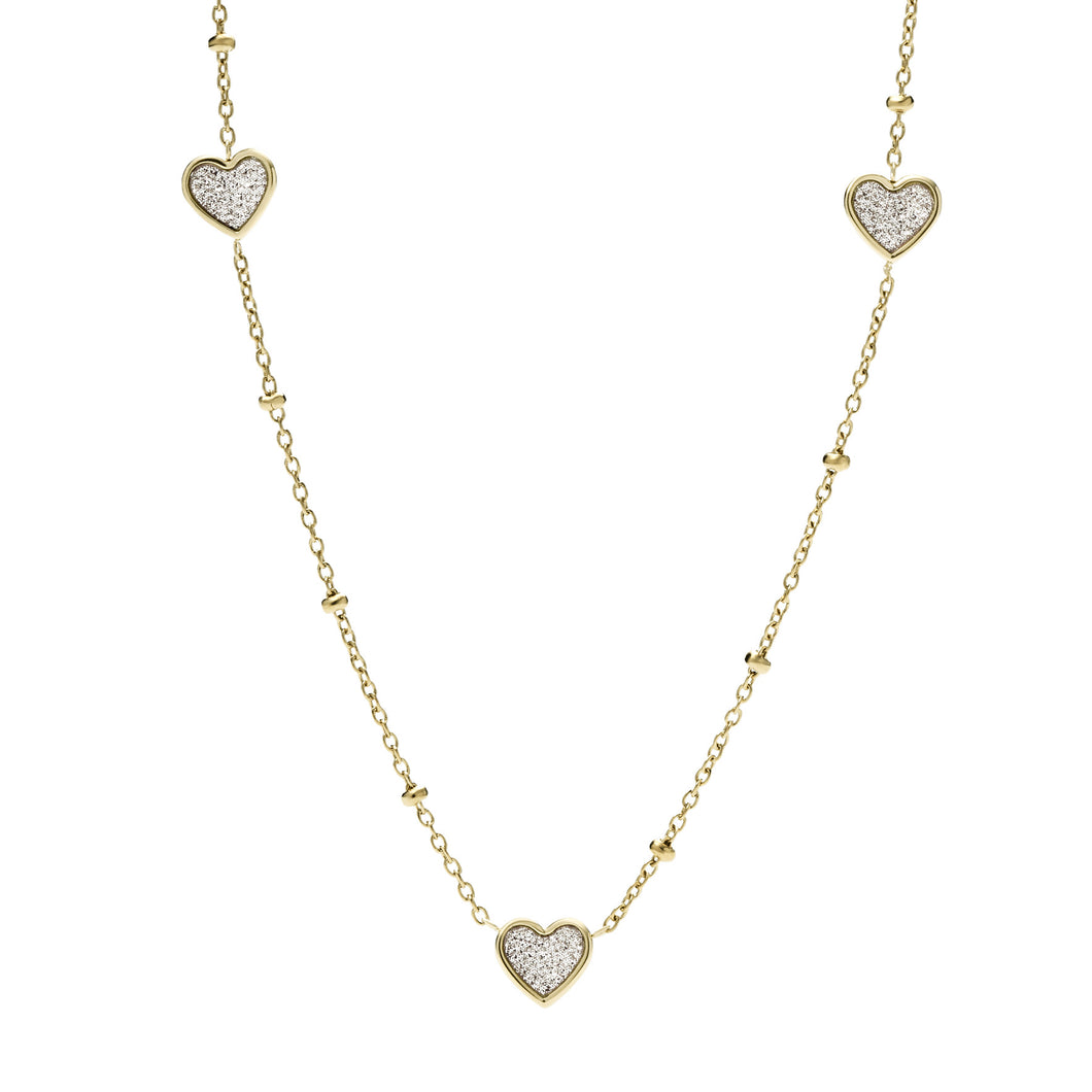 Sutton Classic Valentine Gold-Tone Stainless Steel Heart Chain Necklace