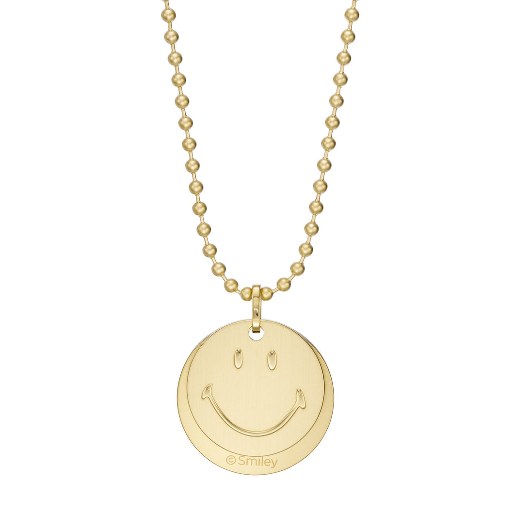 Fossil x Smiley® Gold-Tone Stainless Steel Pendant Necklace