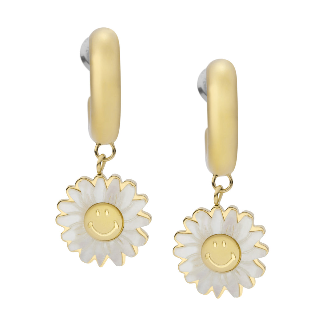 Fossil x Smiley® White Mother-of-Pearl Hoop Earrings