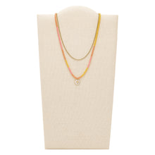 Load image into Gallery viewer, Fossil x Smiley® Multicolor Glass Beads and Mother-of-Pearl Multi Strand Necklace
