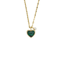 Load image into Gallery viewer, Modern Meadows Reconstituted Green Malachite Heart Pendant Necklace
