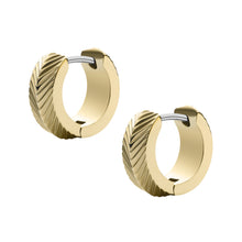 Load image into Gallery viewer, Harlow Linear Texture Gold-Tone Stainless Steel Huggie Hoop Earrings
