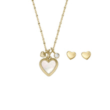 Load image into Gallery viewer, I Heart You White Mother of Pearl Necklace and Earrings Set
