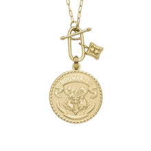 Load image into Gallery viewer, Limited Edition Harry Potter™ Hogwarts™ Crest Gold-Tone Stainless Steel Chain Necklace
