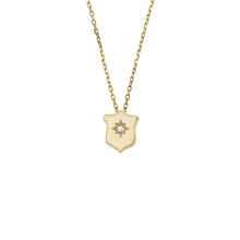 Load image into Gallery viewer, Heritage Essentials Gold-Tone Stainless Steel Shield Pendant Necklace
