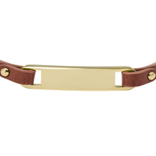 Load image into Gallery viewer, Heritage Plaque Brown Leather Strap Bracelet
