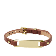 Load image into Gallery viewer, Heritage Plaque Brown Leather Strap Bracelet
