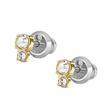 Load image into Gallery viewer, All Stacked Up Gold-Tone Stainless Steel Stud Earrings
