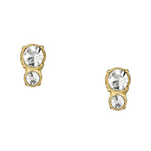 Load image into Gallery viewer, All Stacked Up Gold-Tone Stainless Steel Stud Earrings
