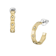 Load image into Gallery viewer, Sutton Scalloped Edge Gold-Tone Stainless Steel Hoop Earrings
