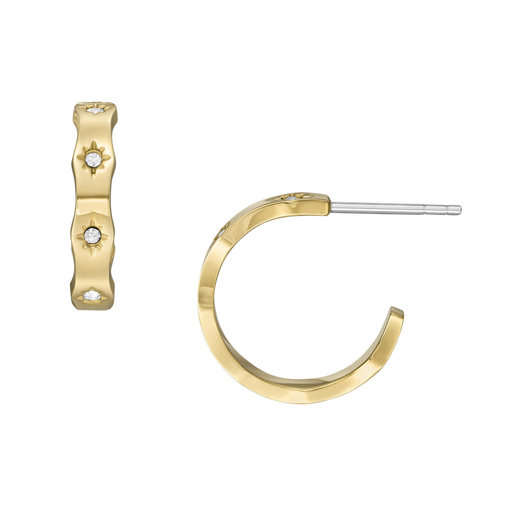 Sutton Scalloped Edge Gold-Tone Stainless Steel Hoop Earrings