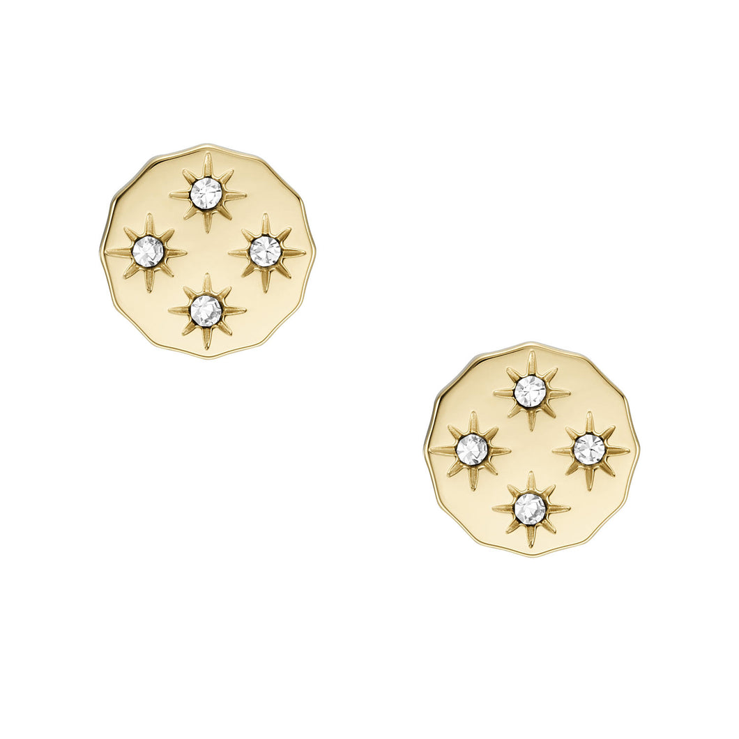 Sutton Scalloped Edge Gold-Tone Stainless Steel Stud Earrings