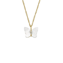 Load image into Gallery viewer, Radiant Wings White Mother of Pearl Butterfly Chain Necklace
