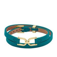 Load image into Gallery viewer, Heritage D-Link Smokey Blue Leather Strap Bracelet
