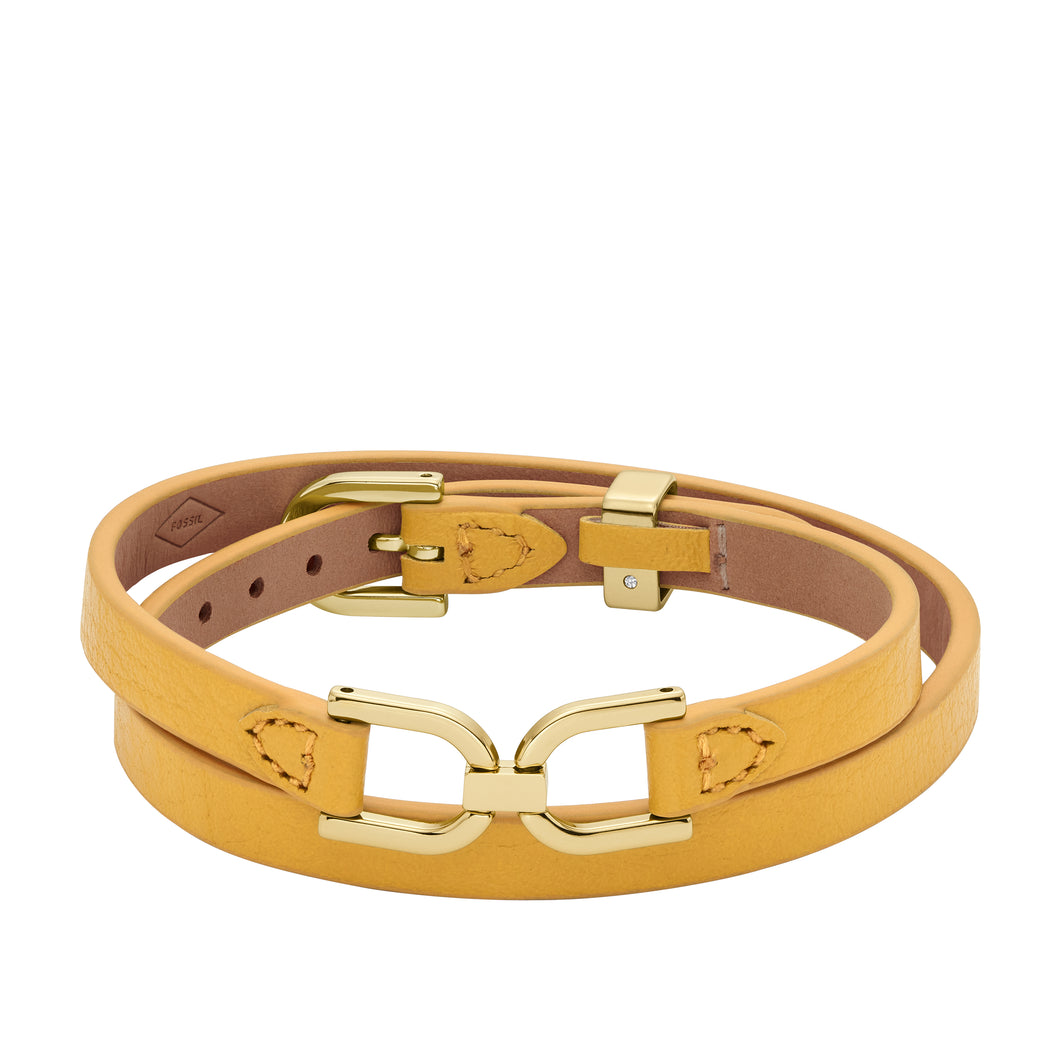 Heritage D-Link Lemon Yellow Leather Strap Bracelet