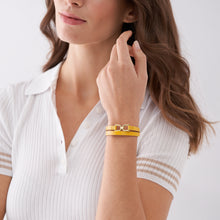 Load image into Gallery viewer, Heritage D-Link Lemon Yellow Leather Strap Bracelet
