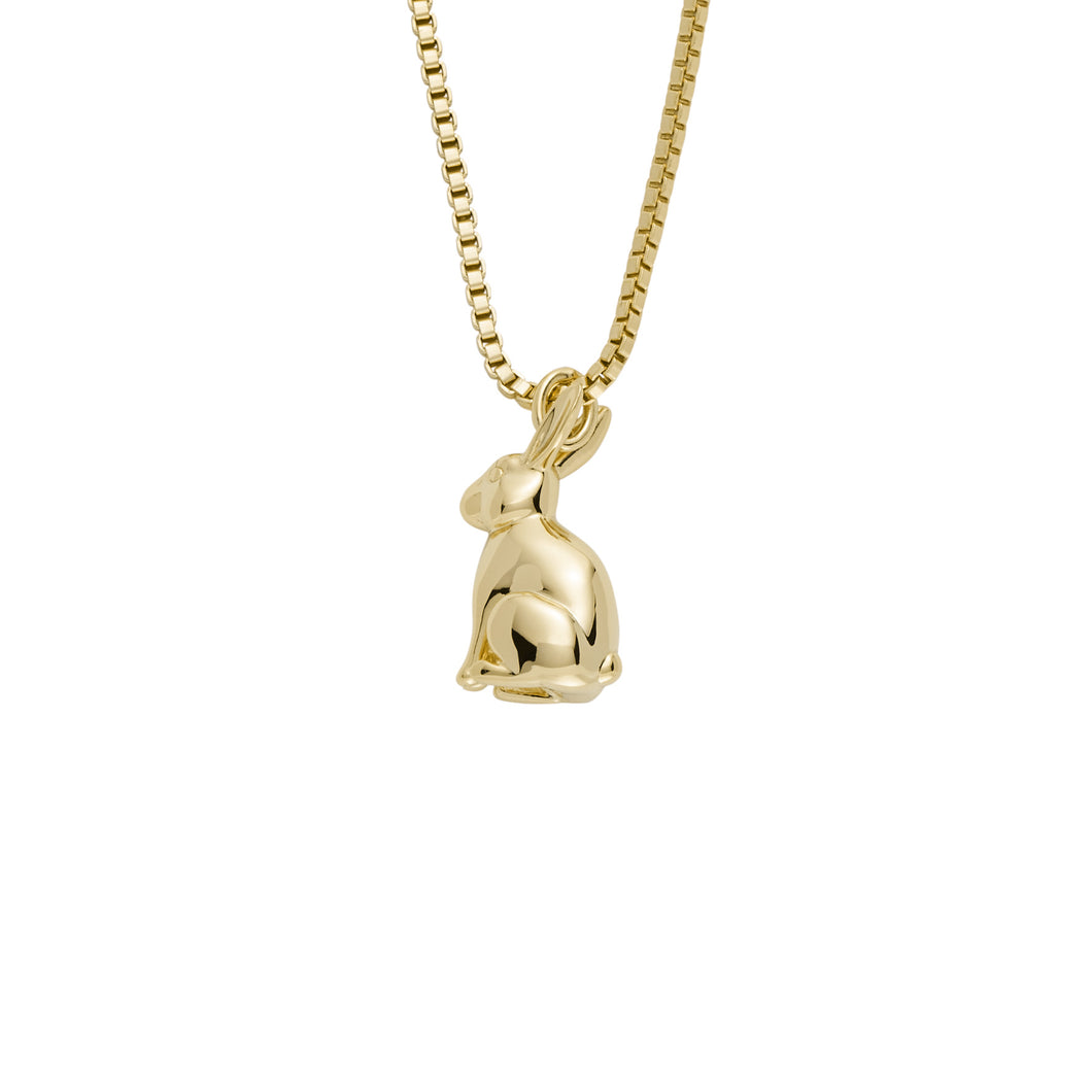 Lunar New Year Rabbit 14K Gold Plated Sterling Silver Pendant Necklace