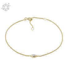 Load image into Gallery viewer, Evil Eye 14K Gold Plated Clear Laboratory Grown Diamond Station Bracelet
